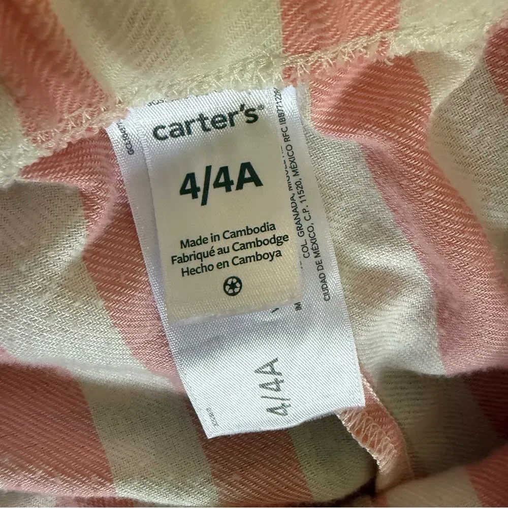 Carter’s Striped Pajama Set Matching Pink Striped 4T